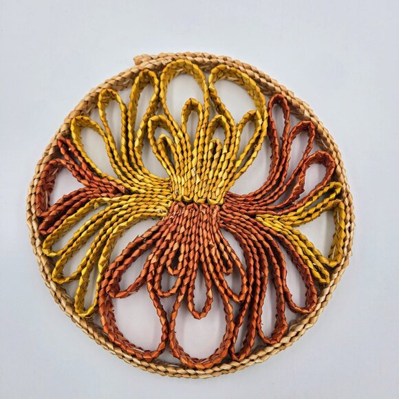 Vintage Retro Trivets Wicker Rattan Hot Plate Boho Straw Woven Kitchen Décor - Picture 6 of 11